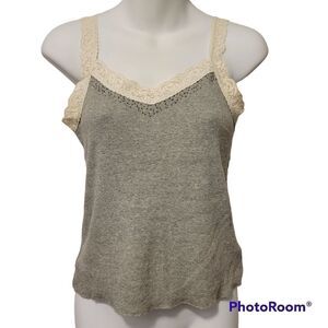 2/$20 Vintage 90s lace grey tank top